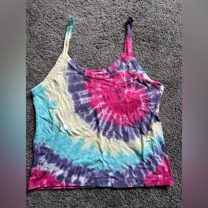 Re/Done Pink and Purple Tie-Dye Tank Top